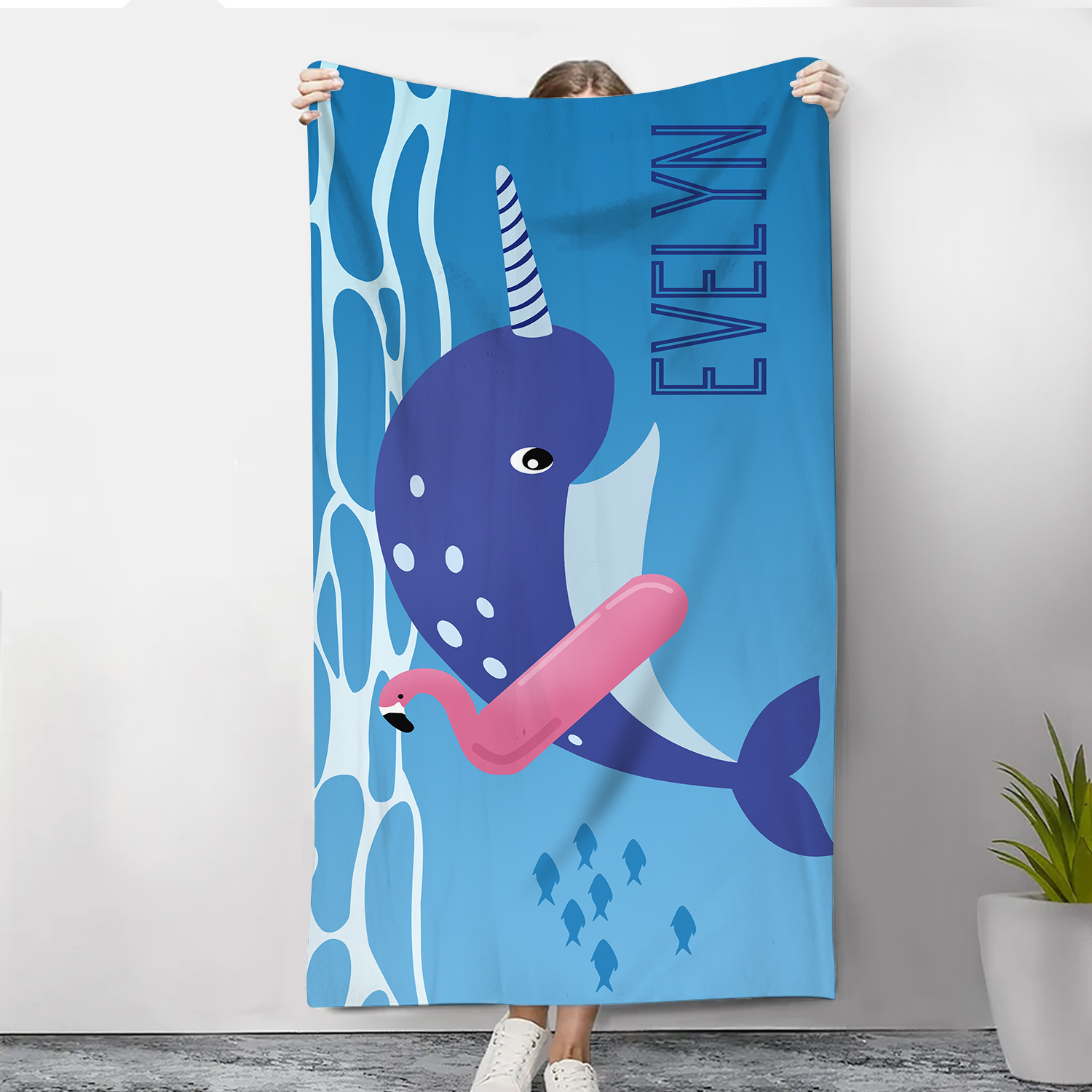 Toallas de Playa con Animales del Mar Personalizadas con 1 Nombre