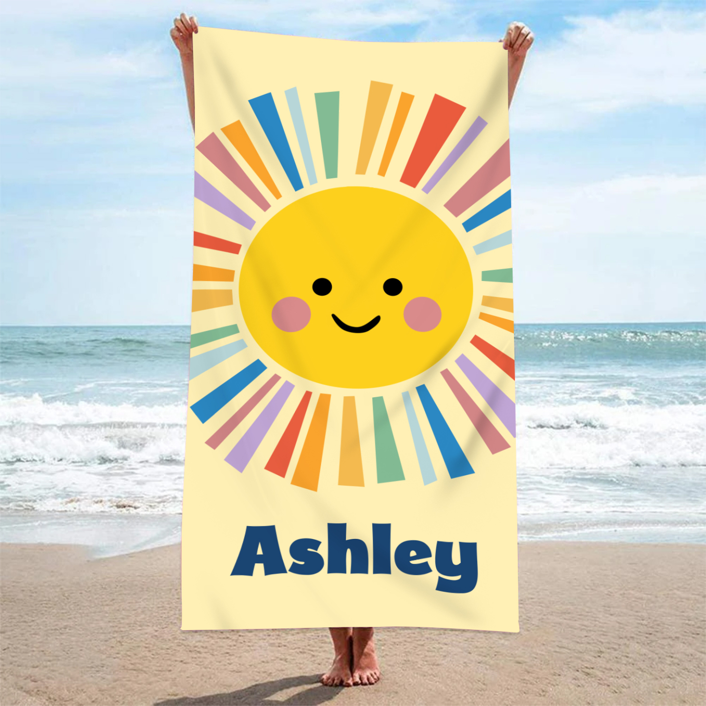 Toallas de Playa con Sol Personalizadas con 1 Nombre