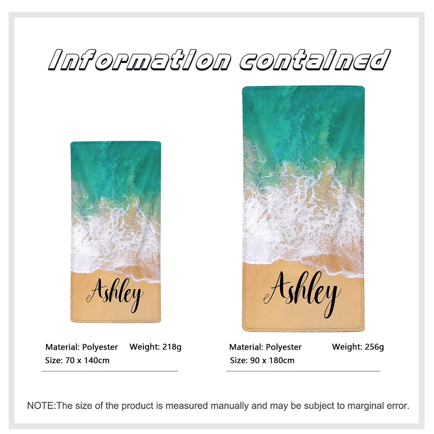 Toallas de Playa con Playa Personalizadas con 1 Nombre