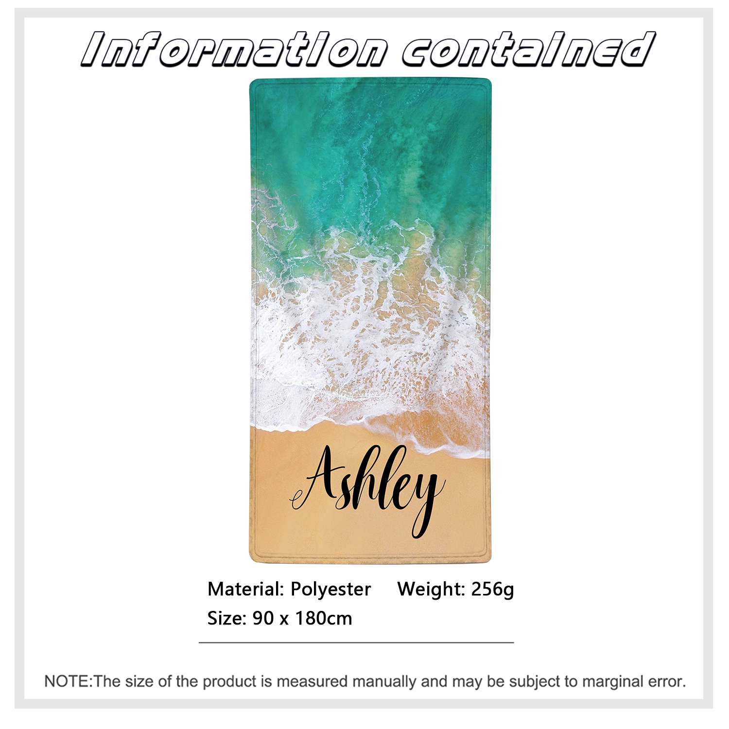 Toallas de Playa con Playa Personalizadas con 1 Nombre