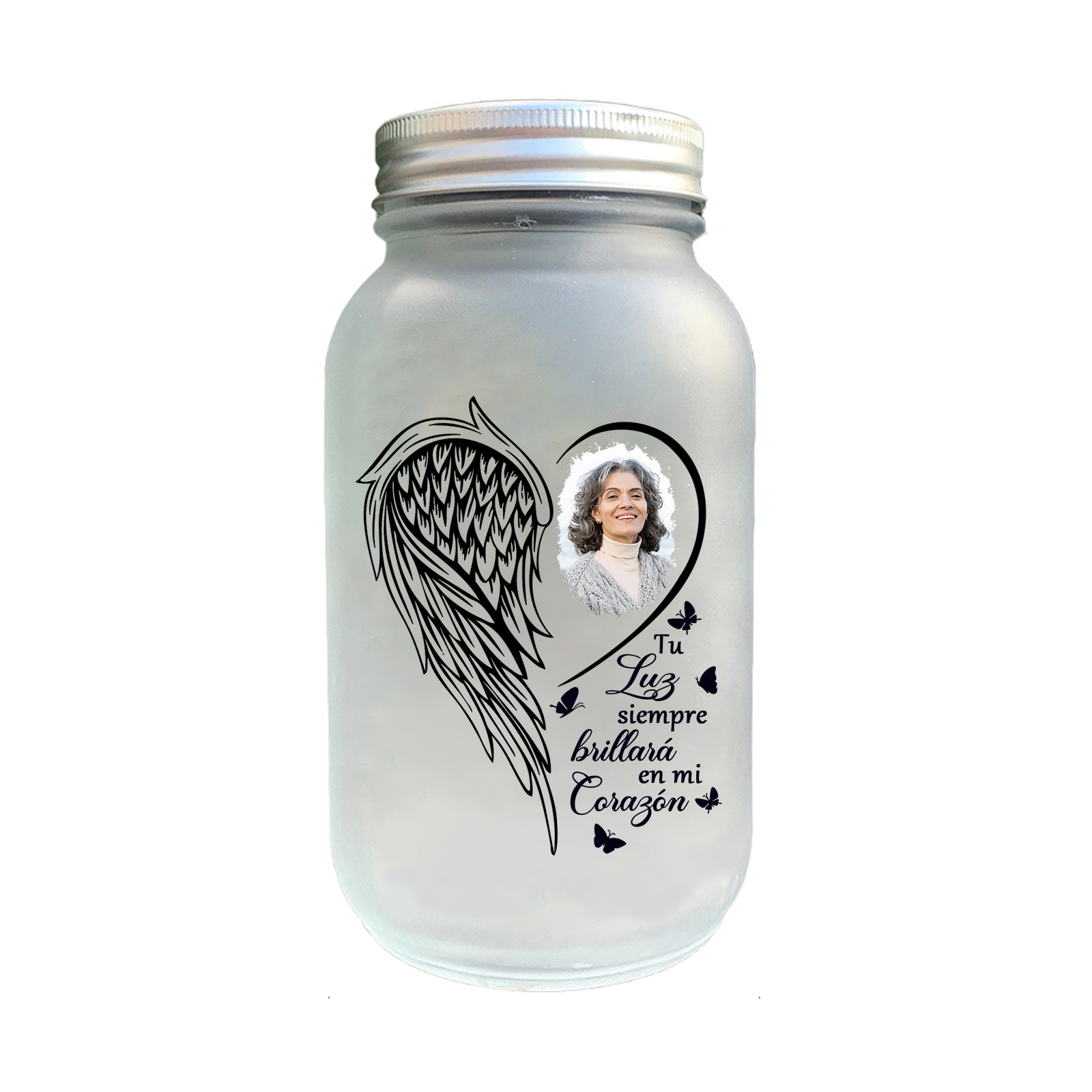 Botella con Lámpara Conmemorativa a un Ser Querido Personalizada con Foto | Jessemade