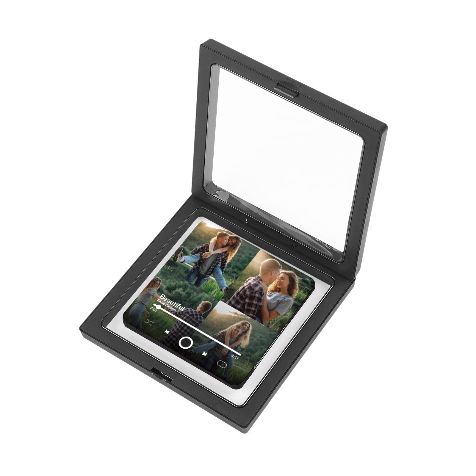 Pareja-Pegatina para nevera "music player" con 4 fotos y música personalizados | Jessemade