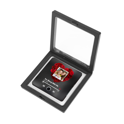 Pareja-Pegatina para nevera "music player" rosa con foto y música personalizados | Jessemade