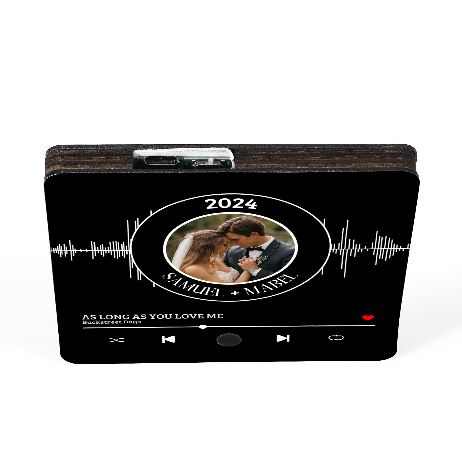 Pareja-Pegatina para nevera "music player" con 2 nombres, foto, año y música personalizados | Jessemade