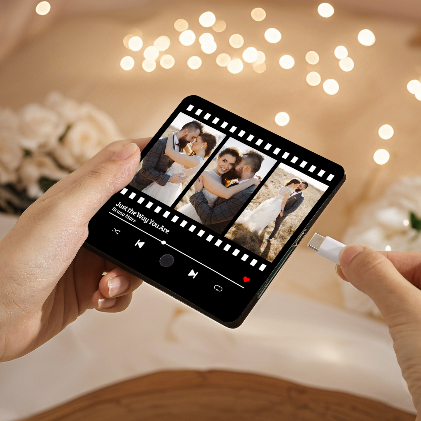 Pegatina de Nevera Personalizada con 3 Fotos y Música Tipo Music Player | Jessemade ES