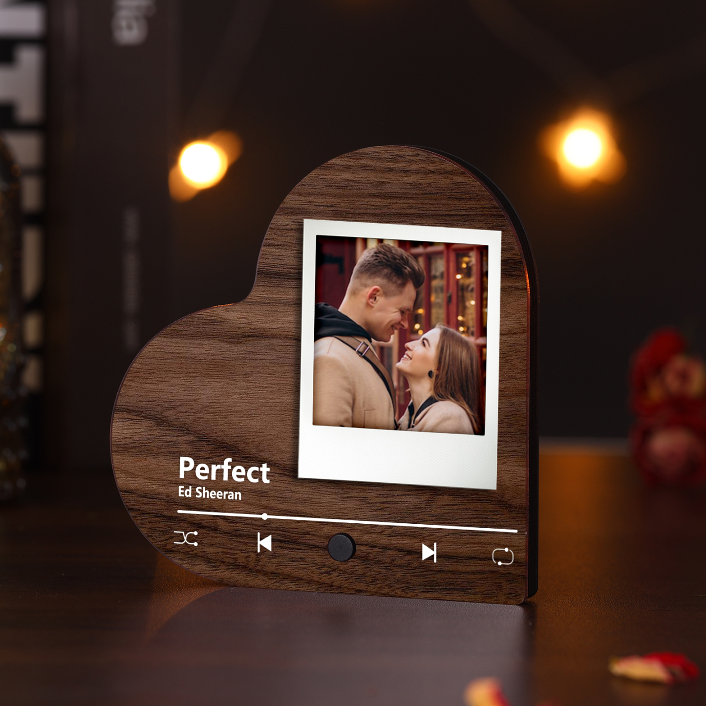 Pareja-Pegatina para nevera "music player" en forma de corazón con foto y música personalizados | Jessemade