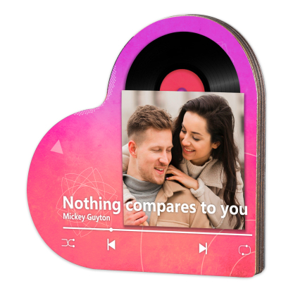 Pareja-Pegatina para nevera "music player" en forma de corazón con foto y música personalizados | Jessemade