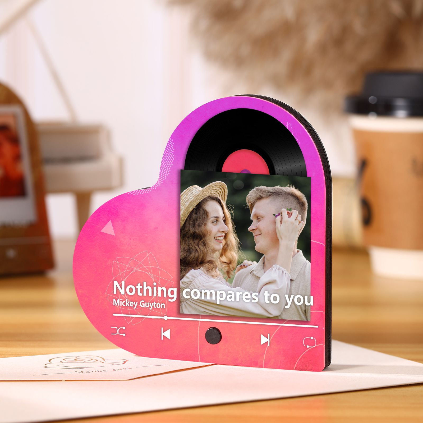 Pareja-Pegatina para nevera "music player" en forma de corazón con foto y música personalizados | Jessemade