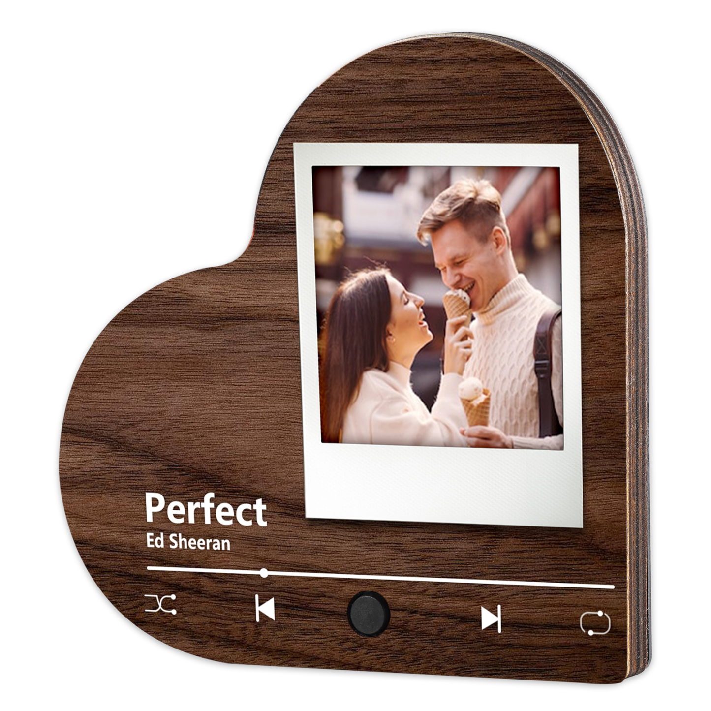 Pareja-Pegatina para nevera "music player" en forma de corazón con foto y música personalizados | Jessemade