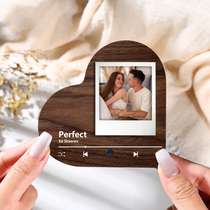 Pareja-Pegatina para nevera "music player" en forma de corazón con foto y música personalizados | Jessemade