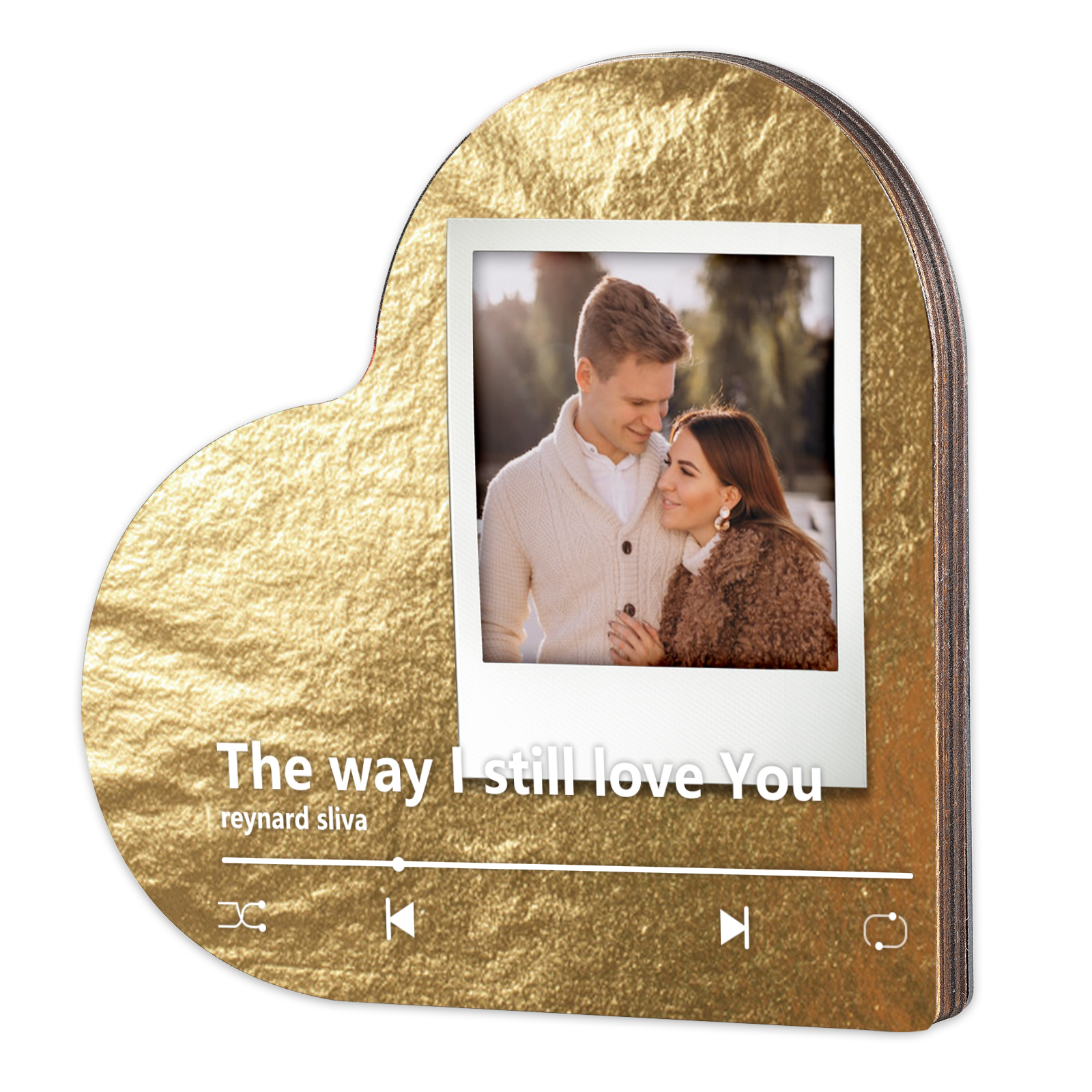 Pareja-Pegatina para nevera "music player" en forma de corazón con foto y música personalizados | Jessemade