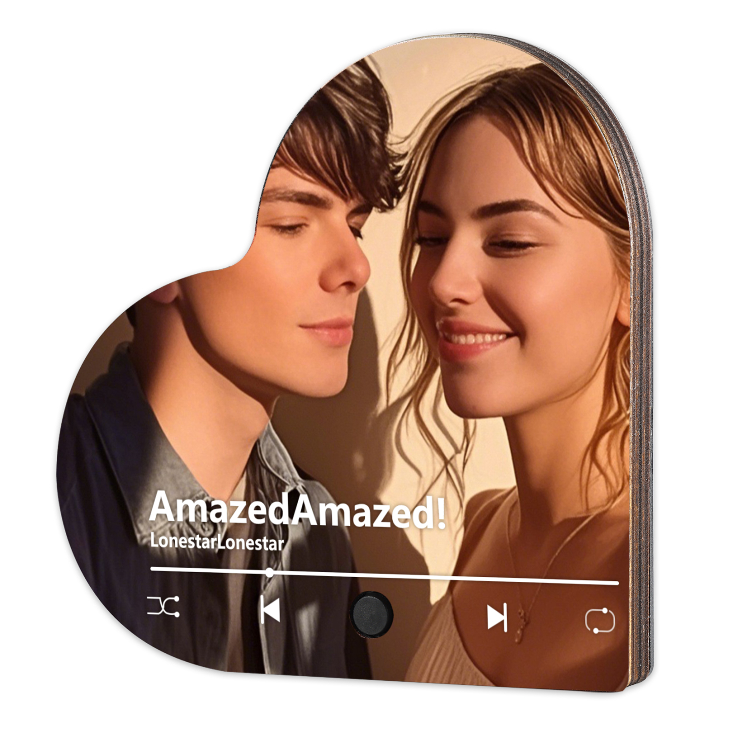 Pareja-Pegatina para nevera "music player" en forma de corazón con foto y música personalizados | Jessemade