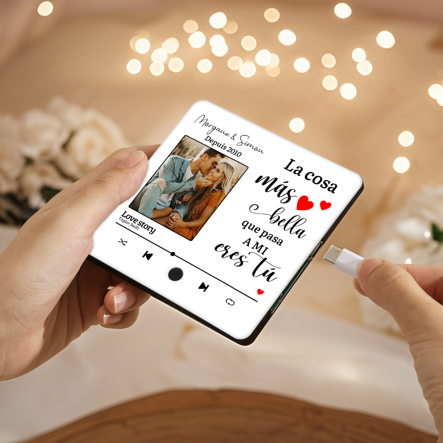 Pegatina de Nevera Personalizada con Foto, Música y 2 Nombres | Jessemade ES