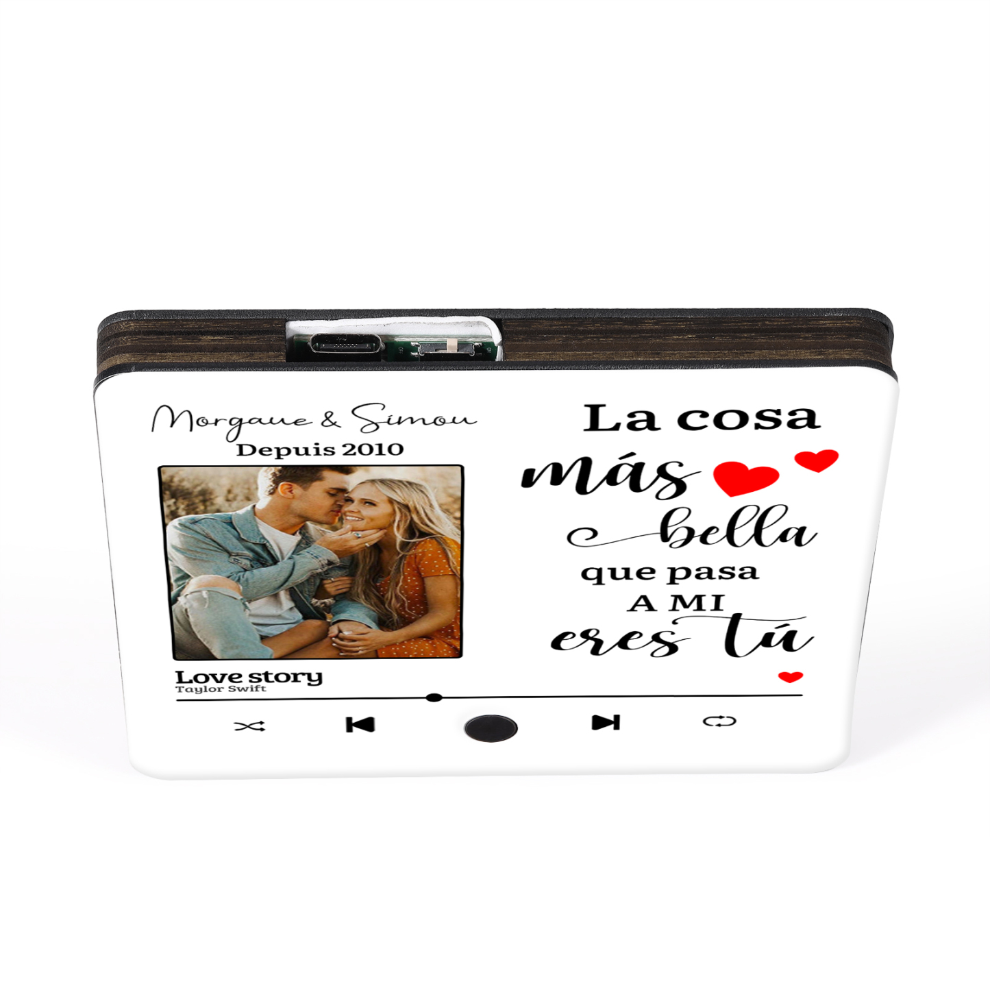 Pareja-Pegatina para nevera "music player" con 2 nombres, foto, año y música personalizados | Jessemade