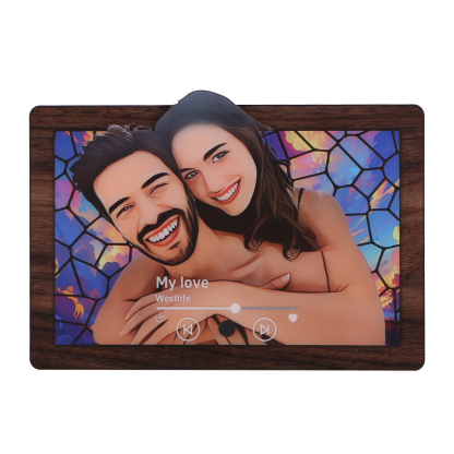 Pareja-Pegatina para nevera "music player" animación de persona con foto y música personalizados | Jessemade