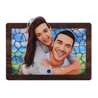 Pareja-Pegatina para nevera "music player" animación de persona con foto y música personalizados | Jessemade