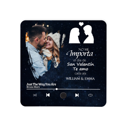 Pareja-Pegatina para nevera "music player" con 2 nombres, foto y música personalizados | Jessemade