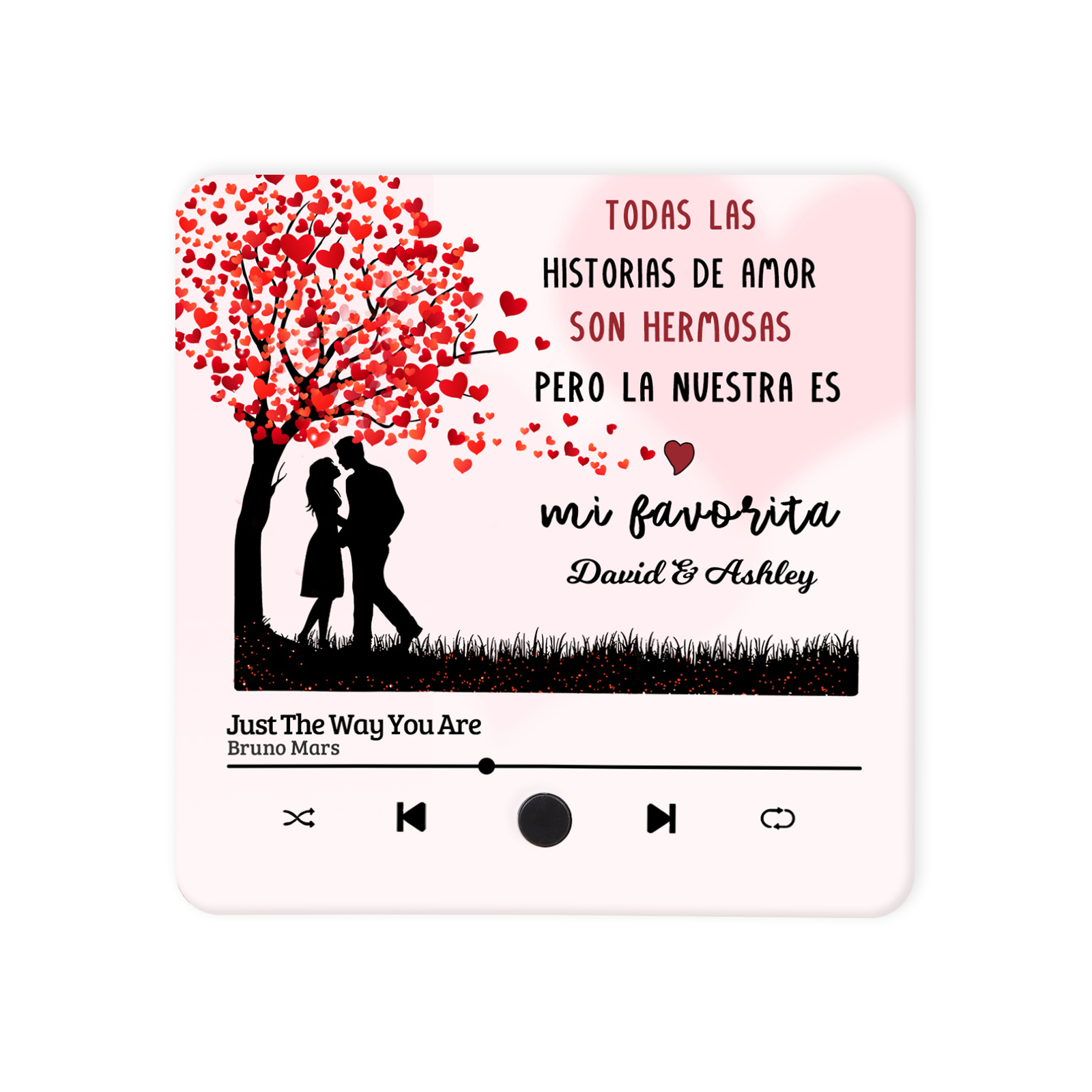 Pareja-Pegatina para nevera "music player" árbol de amor con 2 nombres y música personalizados | Jessemade