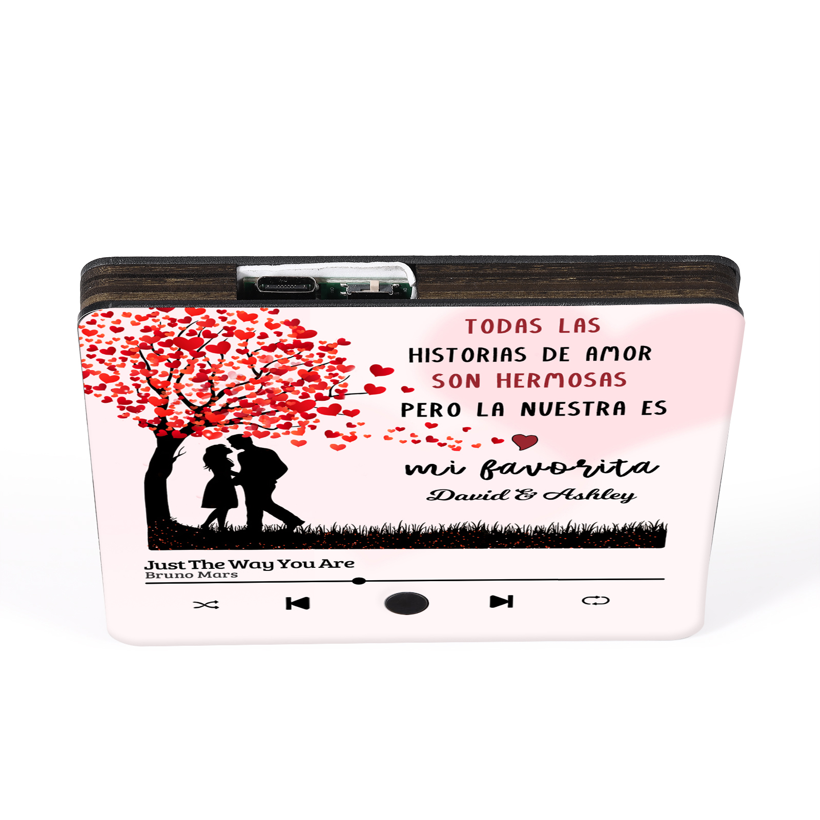 Pareja-Pegatina para nevera "music player" árbol de amor con 2 nombres y música personalizados | Jessemade
