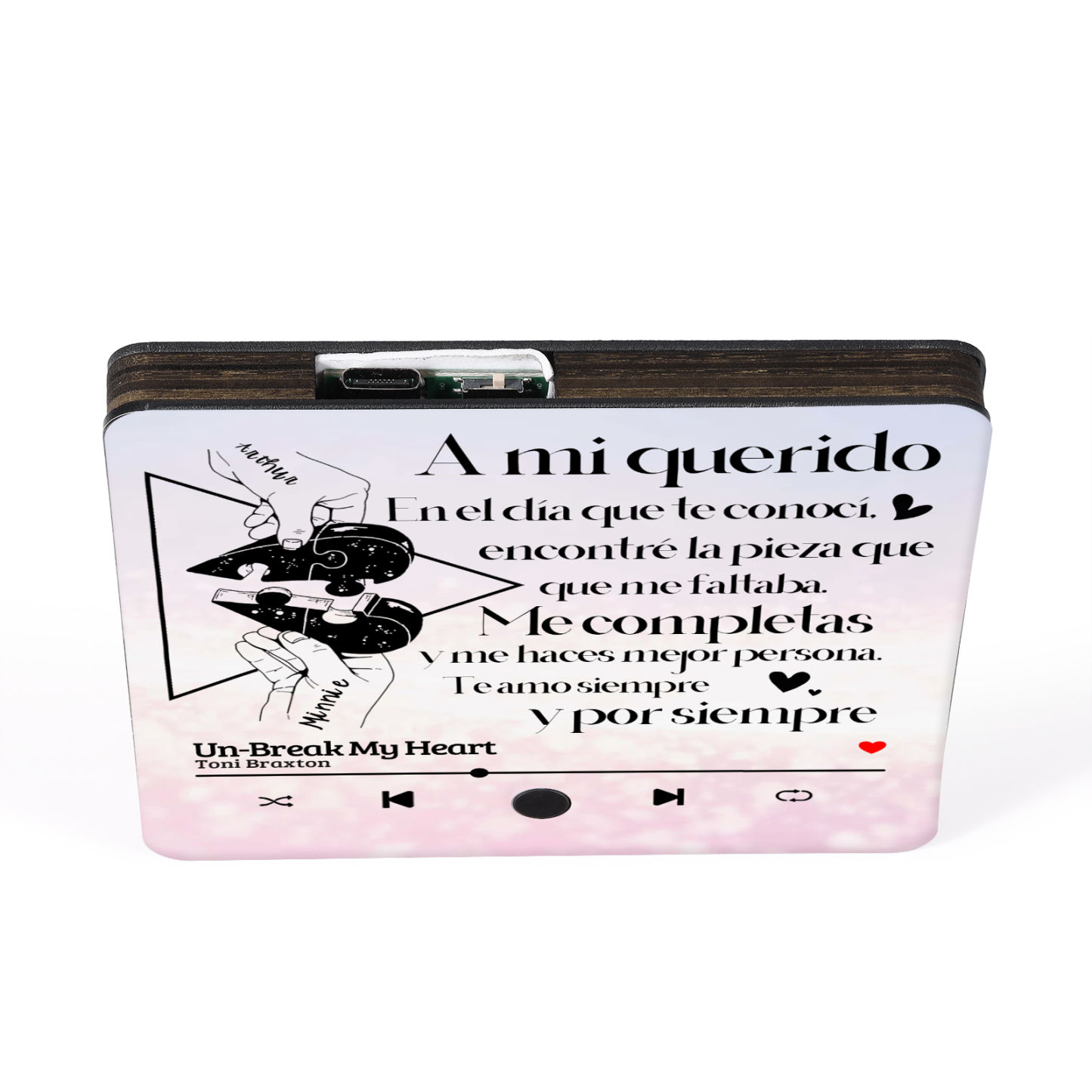 Pareja-Pegatina para nevera "music player" rompecabezas con 2 nombres y música personalizados | Jessemade