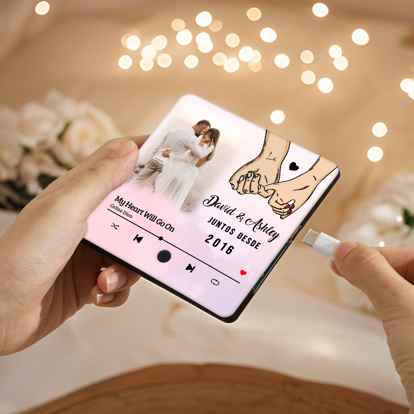 Pegatina de Nevera Personalizada con Foto, Año, Nombres y Música | Jessemade ES
