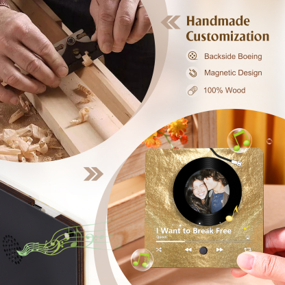 Pareja-Pegatina para nevera "music player" con foto y música personalizados | Jessemade