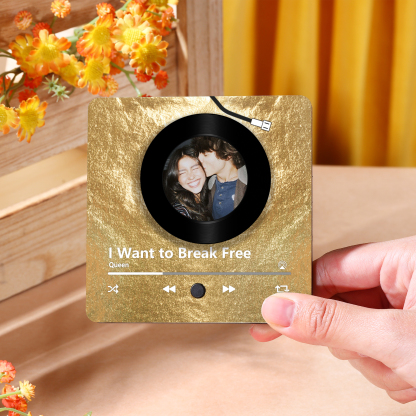 Pareja-Pegatina para nevera "music player" con foto y música personalizados | Jessemade