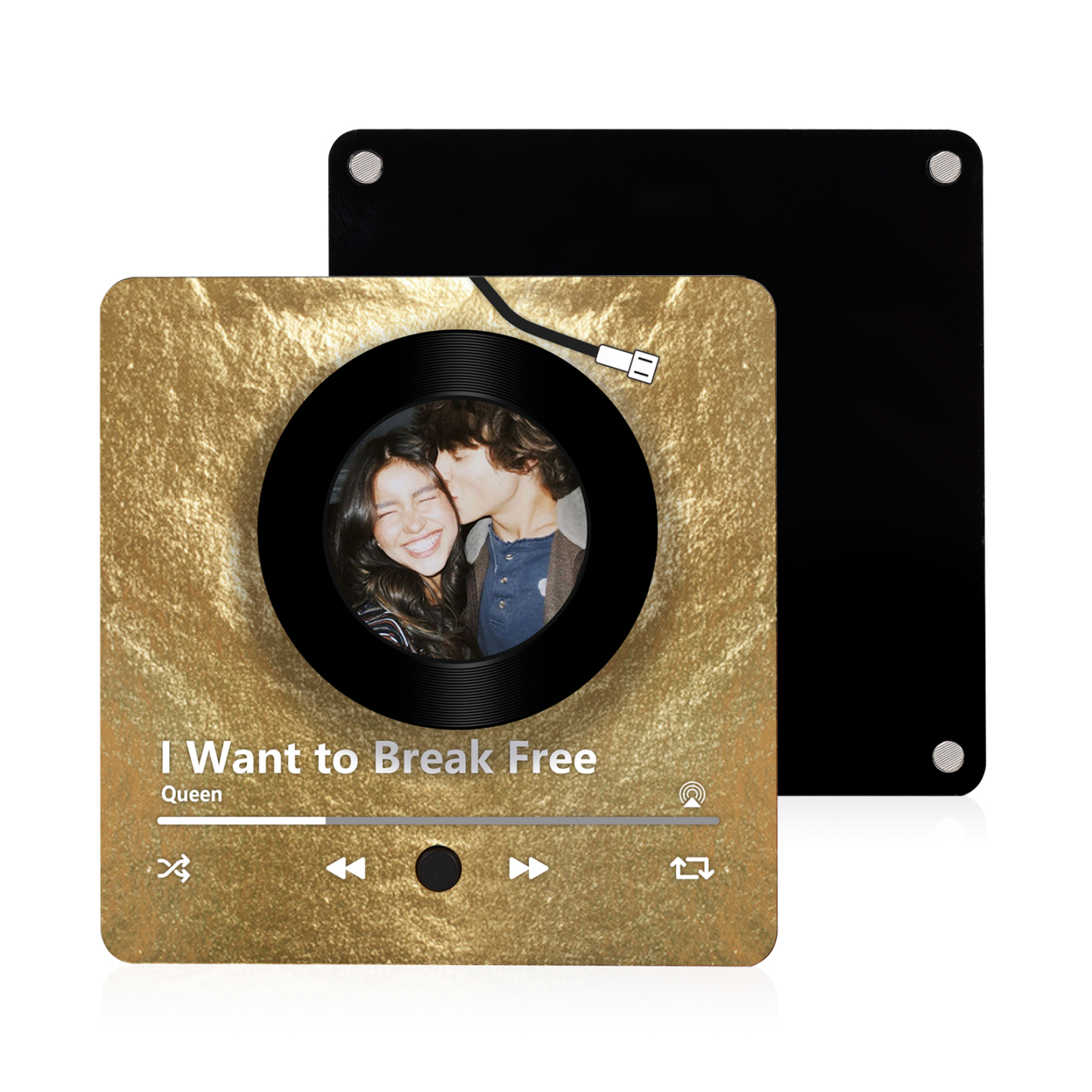 Pareja-Pegatina para nevera "music player" con foto y música personalizados | Jessemade
