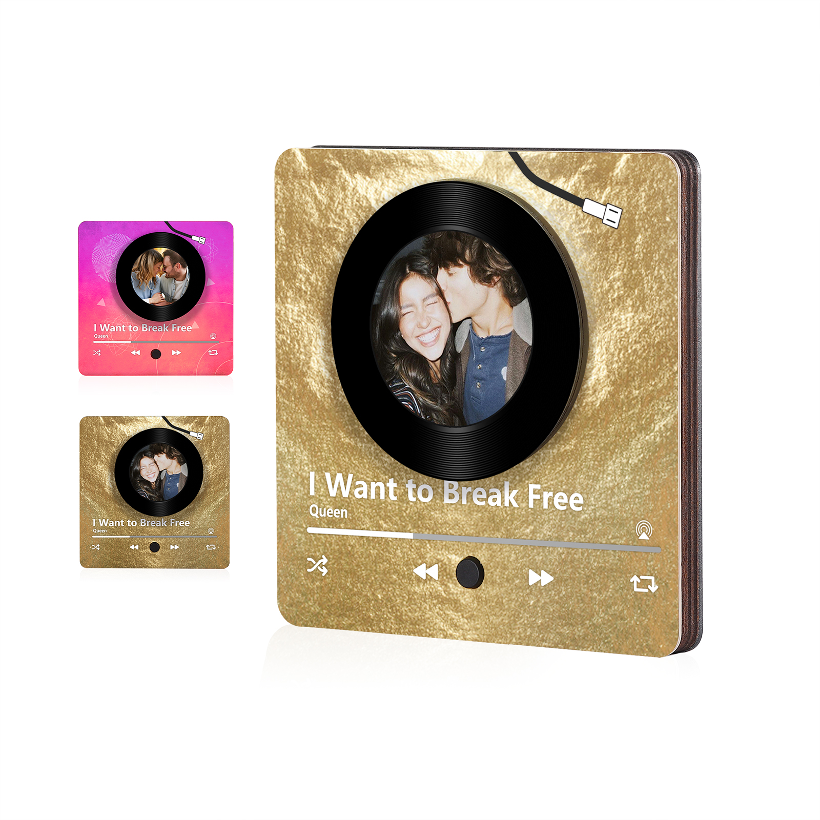 Pareja-Pegatina para nevera "music player" con foto y música personalizados | Jessemade