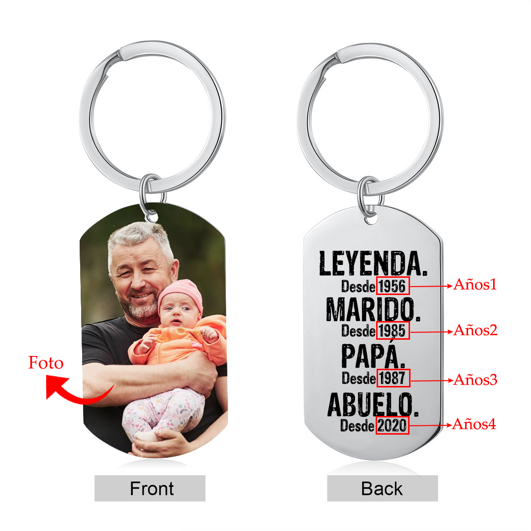A mi abuelo-Llavero marcando los importantes años personalizado con 1 foto y 4 años | Jessemade