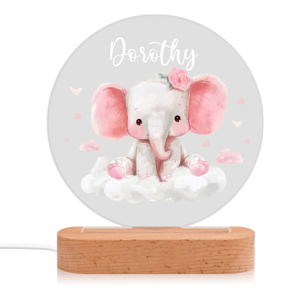 Lámpara para niño con elefante con flor con nombre personalizado | Jessemade