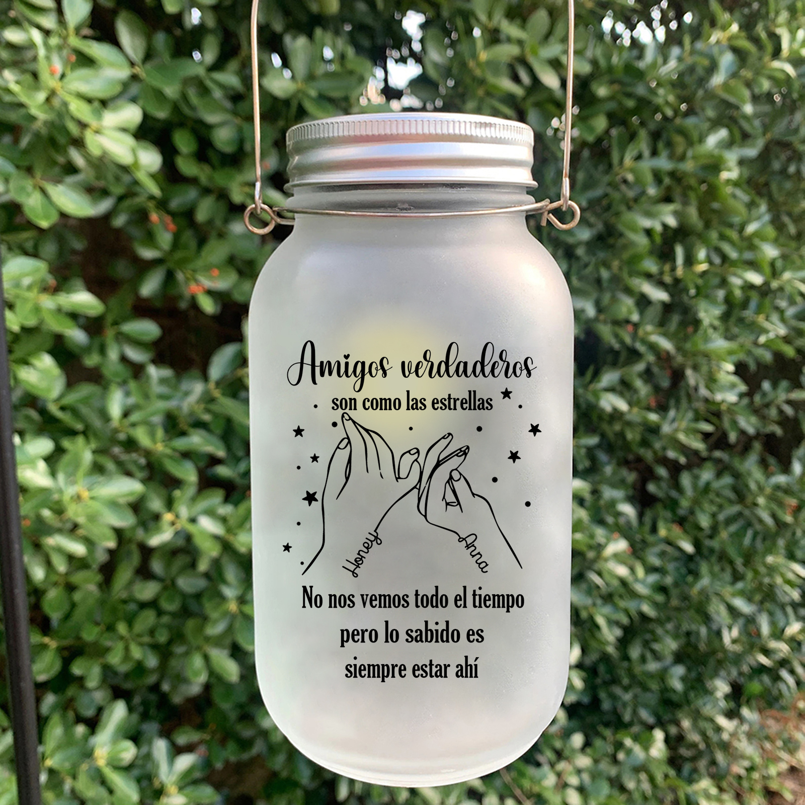 Botella con Lámpara Homenaje de Amistad Personalizada con 2 Nombres | Jessemade