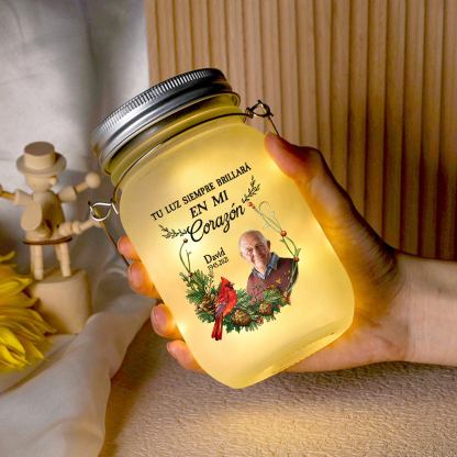 Botella con Lámpara Conmemorativa a un Ser Querido Personalizada con Nombre, Años y Foto | Jessemade