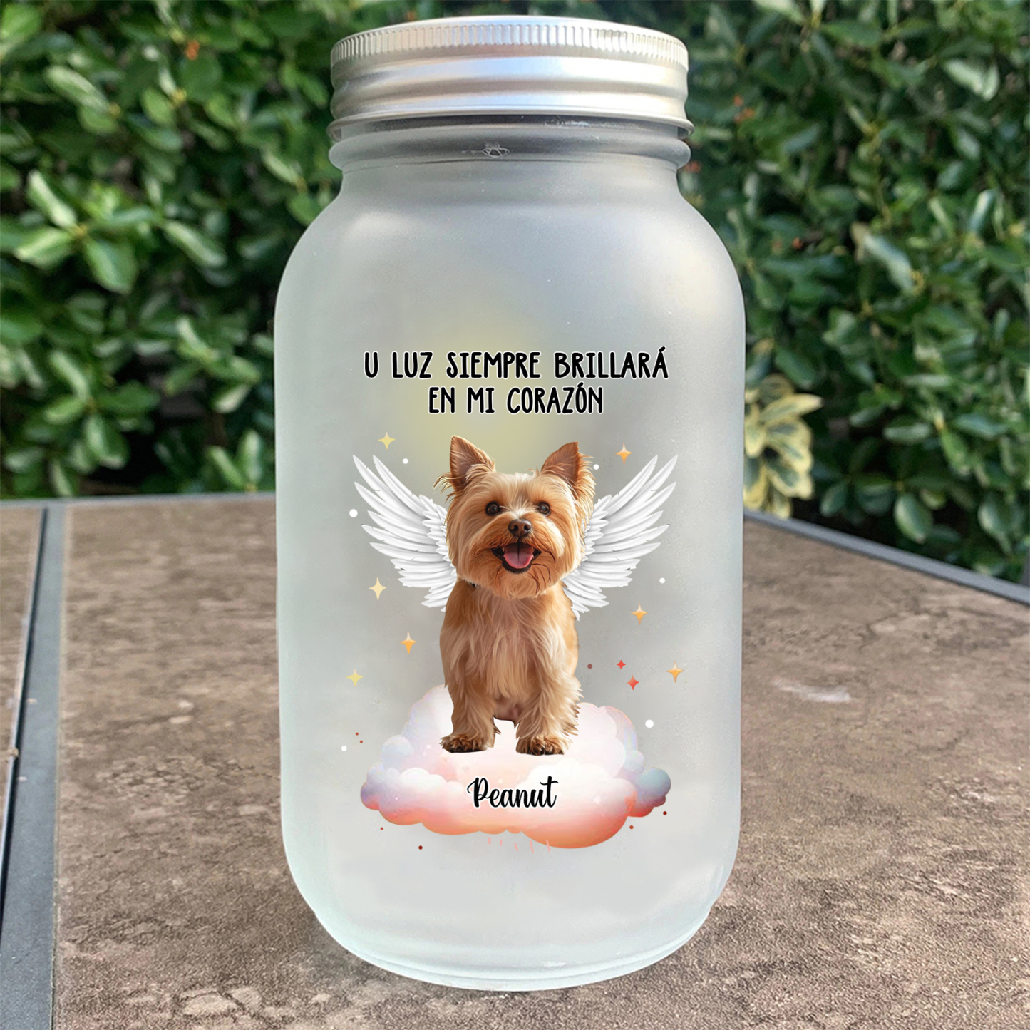 Botella con Lámpara Conmemorativa a Mascota Personalizada con Nombre y Foto | Jessemade