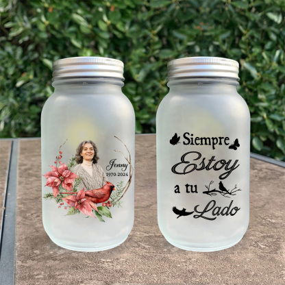 Botella con Lámpara Conmemorativa con Pájaro a un Ser Querido Personalizada con Nombre, Años y Foto | Jessemade