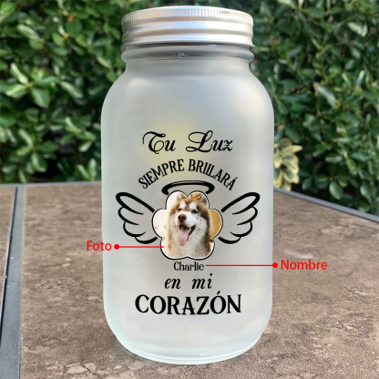Botella con Lámpara Conmemorativa a Mascota Alas y Halo Personalizada con Nombre y Foto | Jessemade