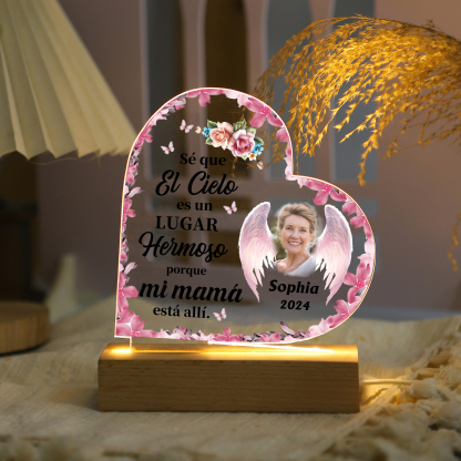 Lámpara en forma de corazón en memoria a un ser querido nombre, año y foto personalizada | Jessemade