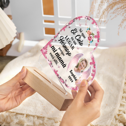 Lámpara en forma de corazón en memoria a un ser querido nombre, año y foto personalizada | Jessemade