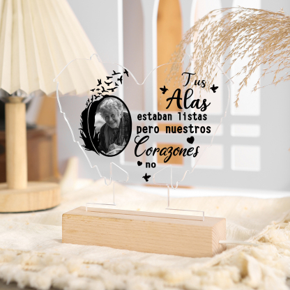 Lámpara en forma de alas en memoria a un ser querido foto personalizada | Jessemade
