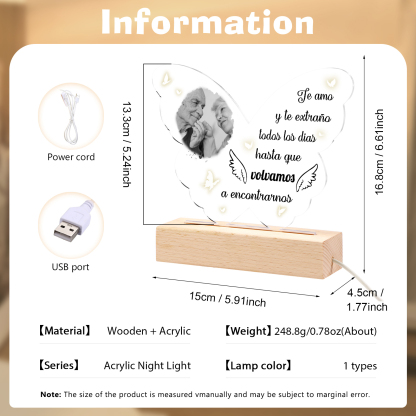 Lámpara en forma de mariposa en memoria a un ser querido foto personalizada | Jessemade