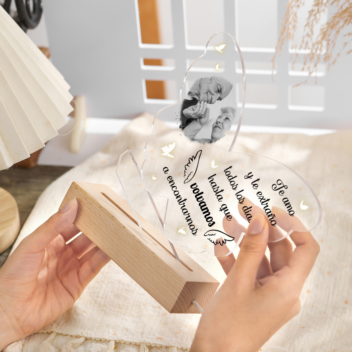 Lámpara en forma de mariposa en memoria a un ser querido foto personalizada | Jessemade