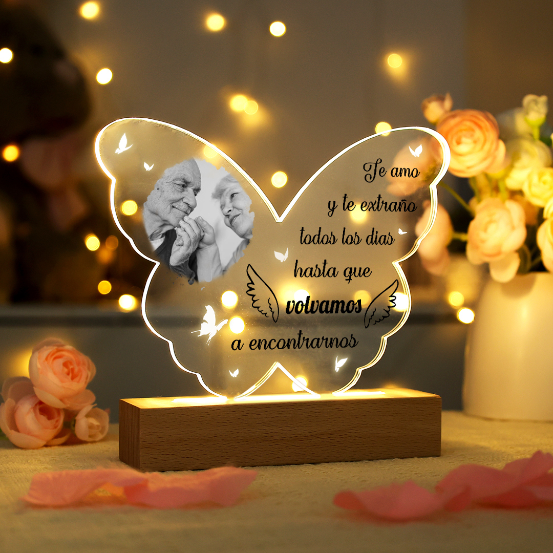 Lámpara en forma de mariposa en memoria a un ser querido foto personalizada | Jessemade