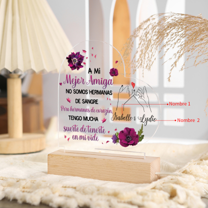 Lámpara en forma de corazón para amiga con 2 nombres personalizados | Jessemade