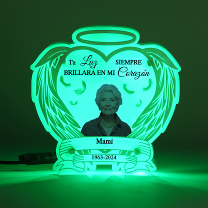 Lámpara en forma de alas con halo en memoria a un ser querido foto, nombre y años personalizados | Jessemade