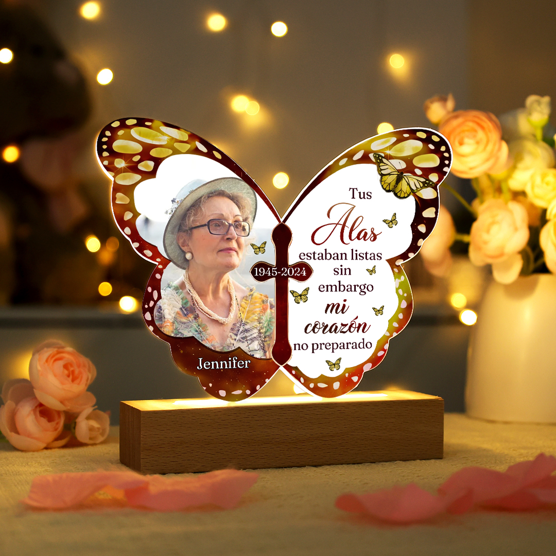 Lámpara en forma de mariposa en memoria a un ser querido nombre, año y foto personalizados | Jessemade