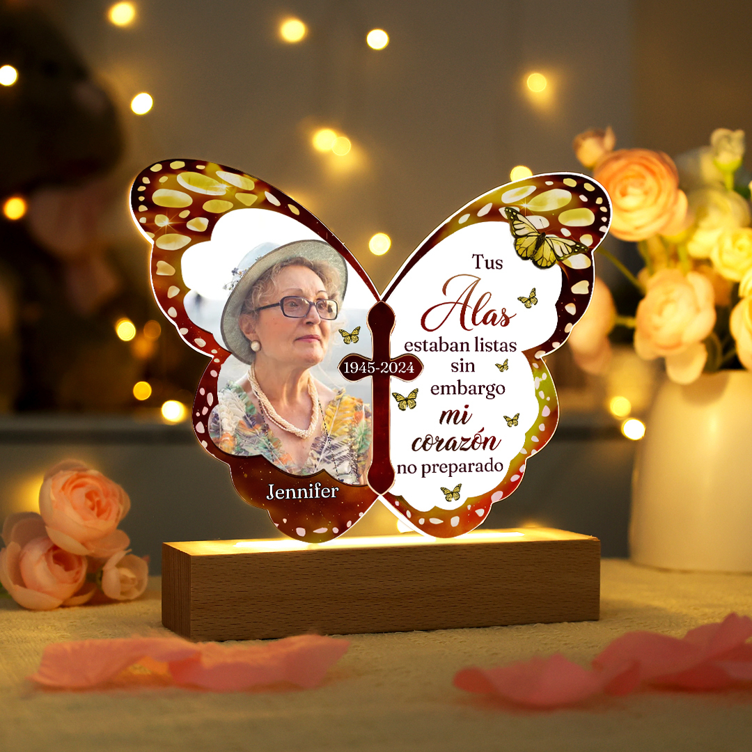 Lámpara en forma de mariposa en memoria a un ser querido nombre, año y foto personalizados | Jessemade