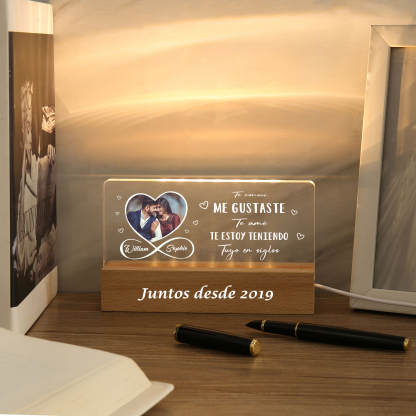 Pareja-Lámpara con frases amorosos con 2 nombres, foto y año personalizados | Jessemade