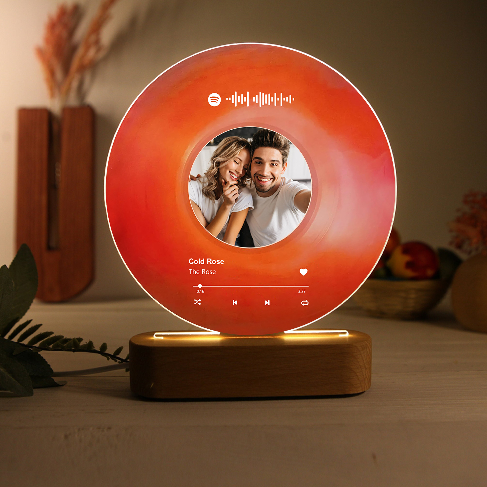 Pareja-Lámpara de disco con 2 textos, foto y música personalizados | Jessemade