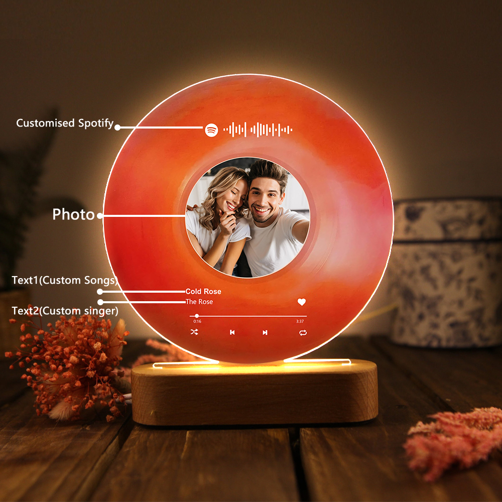 Pareja-Lámpara de disco con 2 textos, foto y música personalizados | Jessemade