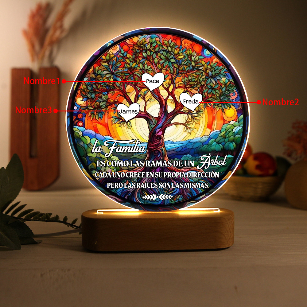Lámpara de noche Árbol de la Vida para familia 1-8 nombres personalizados | Jessemade